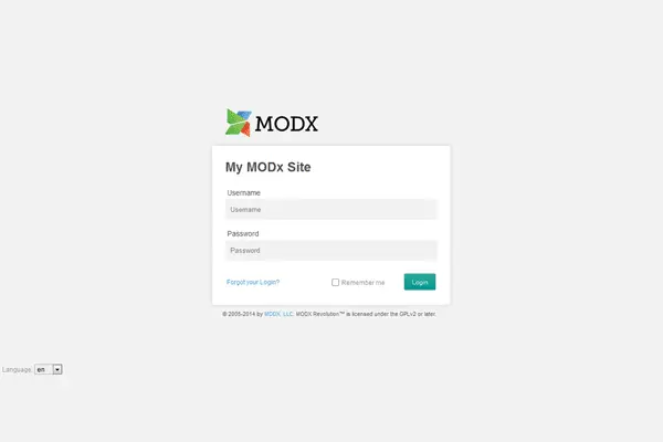 Install MODx From Softaculous - MODx Installed