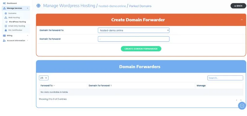 Create & Manage Domain Forwarder