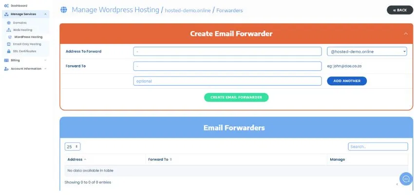 Manage & Create Email Forwarders