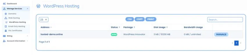 Manage WordPress Hosting Services