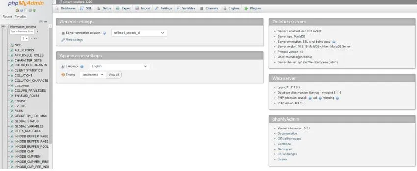 phpMyAdmin to manage your Database
