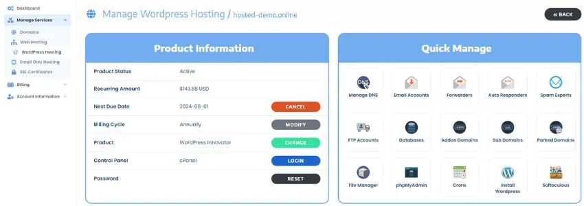 Product Information & Quick Manage