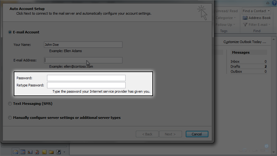 Outlook 2010 - Email Account Password