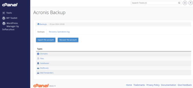Acronis Backup Module - Acronis Backup File Selection