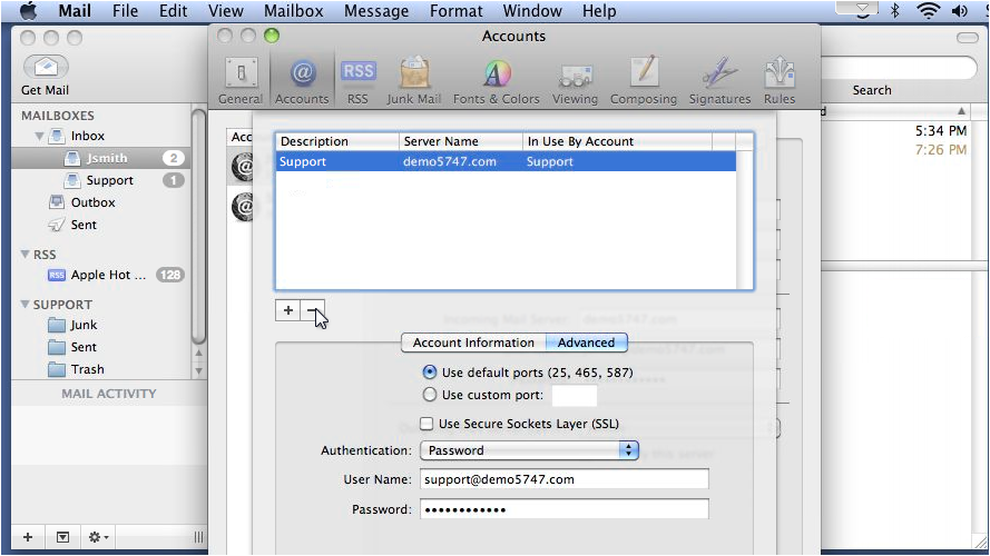 Setup Apple Mail Outgoing Mail Servers - Delete A Server