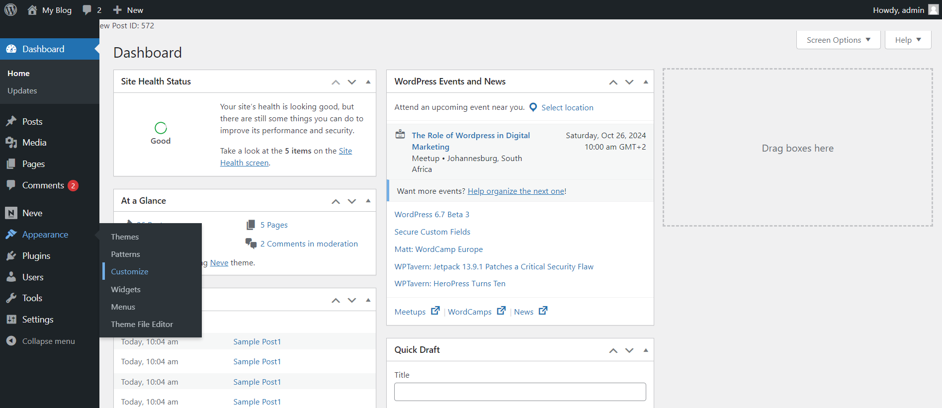 Change The Title And Tagline Of A WordPress Website - Appearance Customize