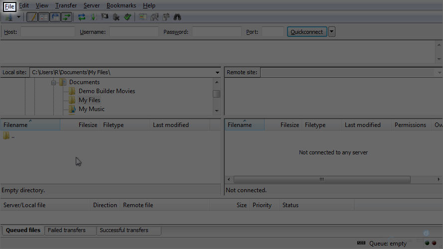Configure a Site in FileZilla - File