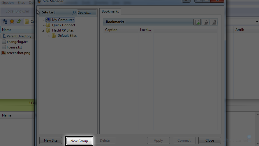 FlashFXP - New Group