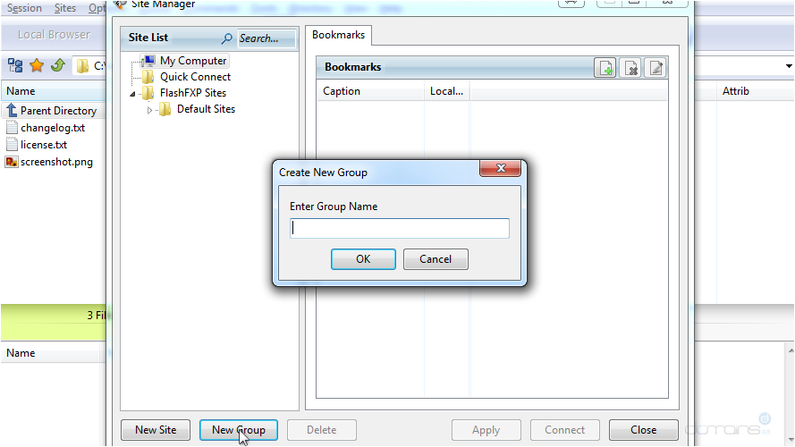 FlashFXP - Enter Group Name