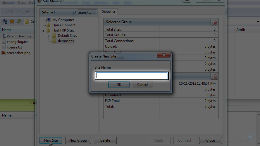 FlashFXP - Create New Site