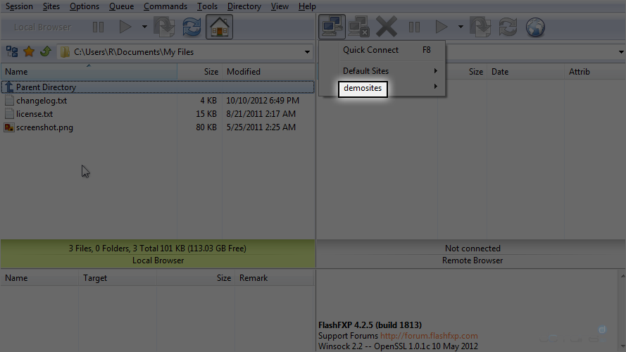 FlashFXP - Select Folder