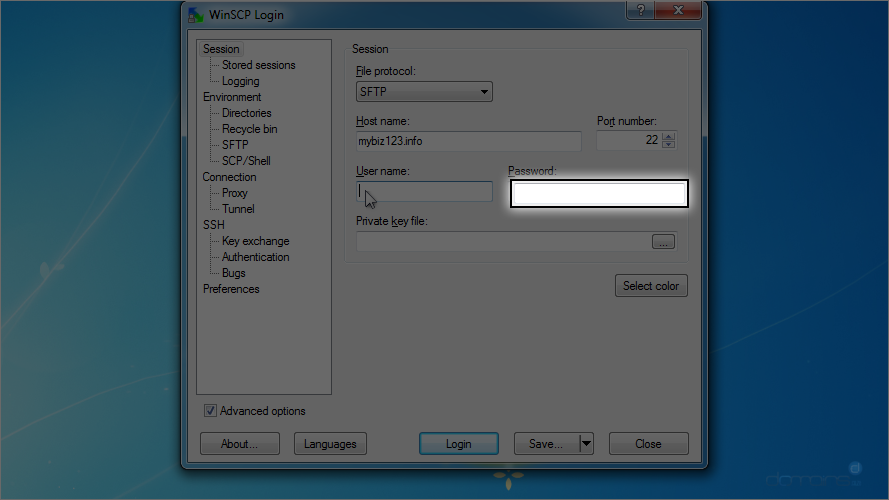 How To Configure A Site In WinSCP - Login