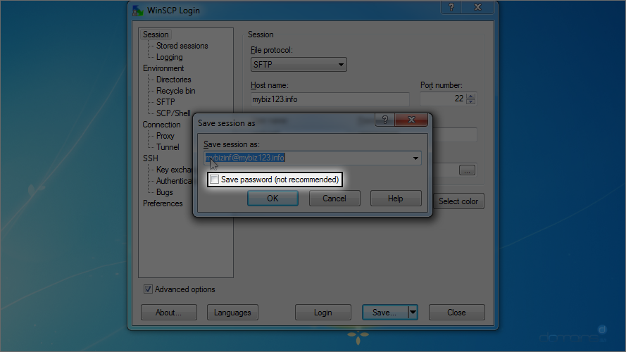 How To Configure A Site In WinSCP - Save Session