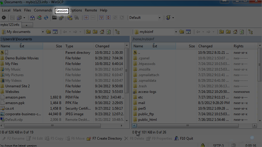 How To Configure A Site In WinSCP - Select Session