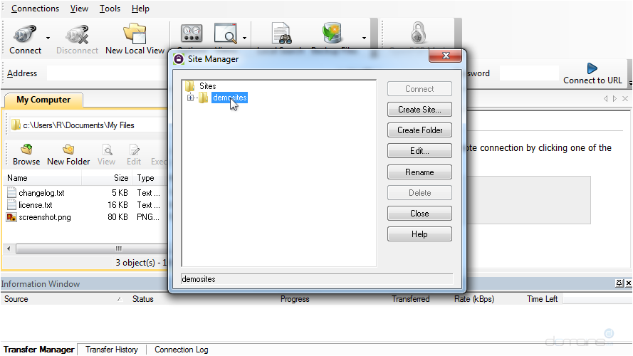 Configure a Site in WS FTP - Create New Site
