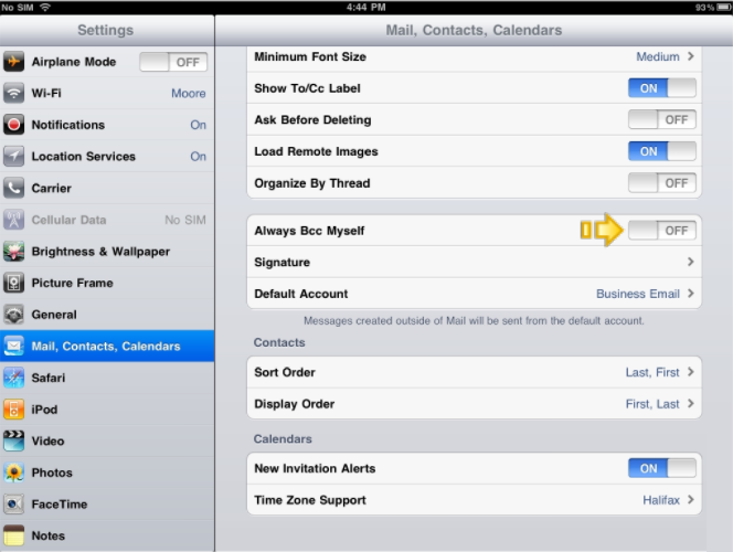 Configure iPad Email Settings - Show To and CC Labels