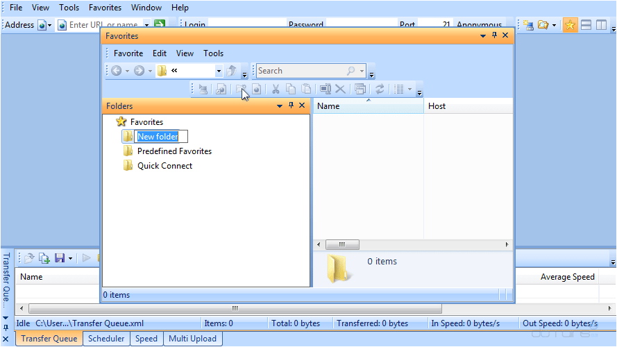 Step 2 - Configure a Site in SmartFTP - New Folder