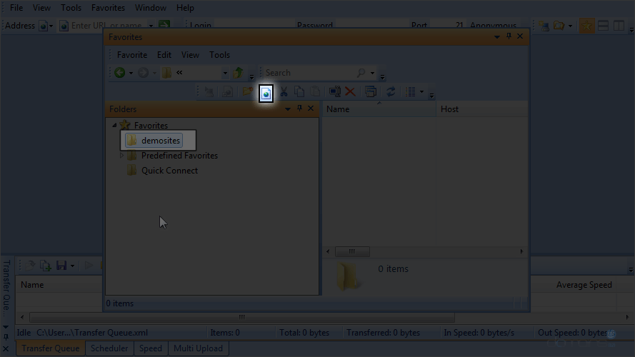 Step 3 - Configure a Site in SmartFTP - New Favorite Icon