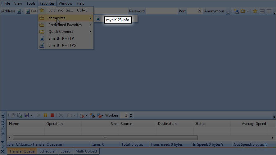 Step 5 - Configure a Site in SmartFTP - Select New Site