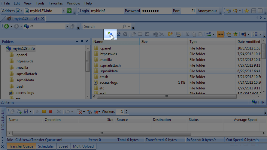 Step 7 - Configure a Site in SmartFTP - Disconnect Icon