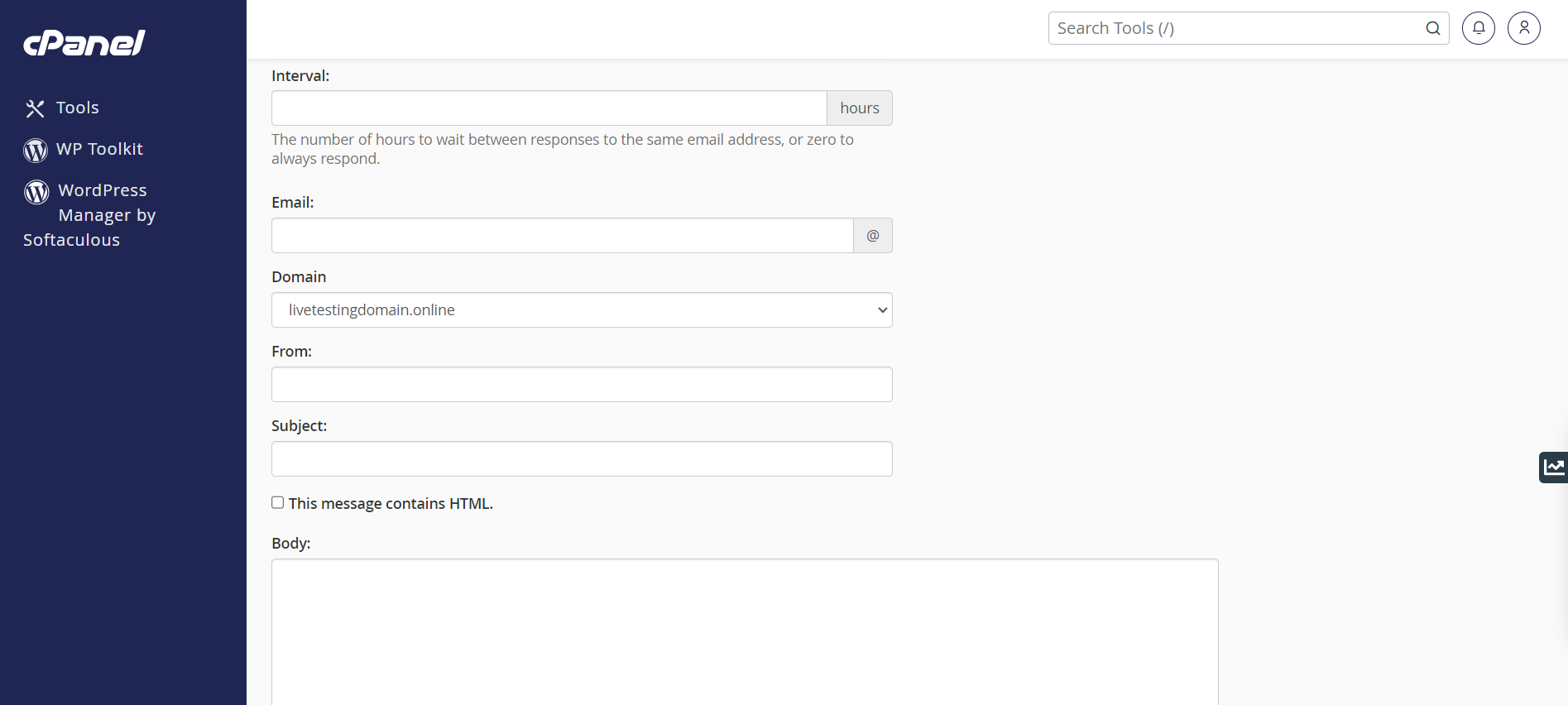 Setup An Autoresponder In cPanel - Setup Email Body Text