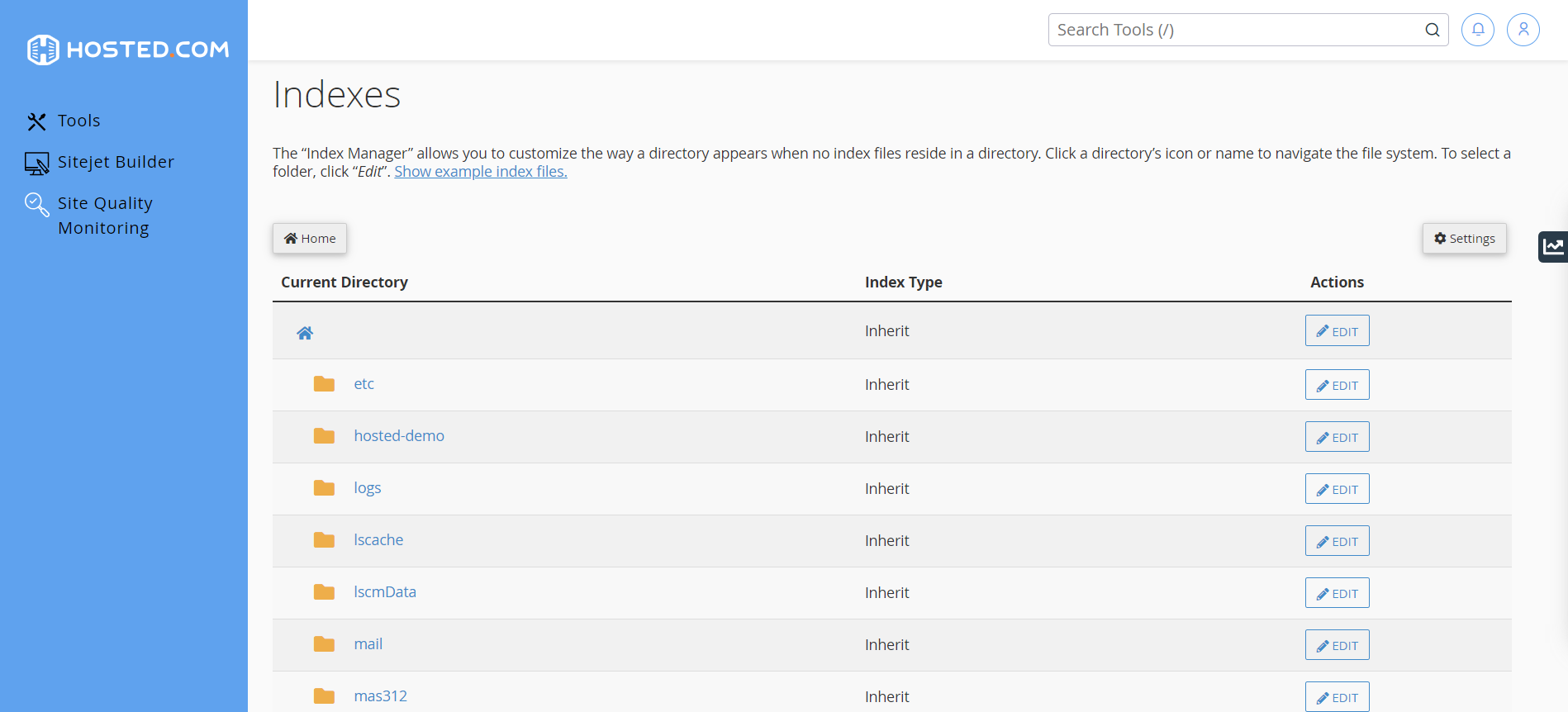 Use The cPanel Index Manager - Indexes