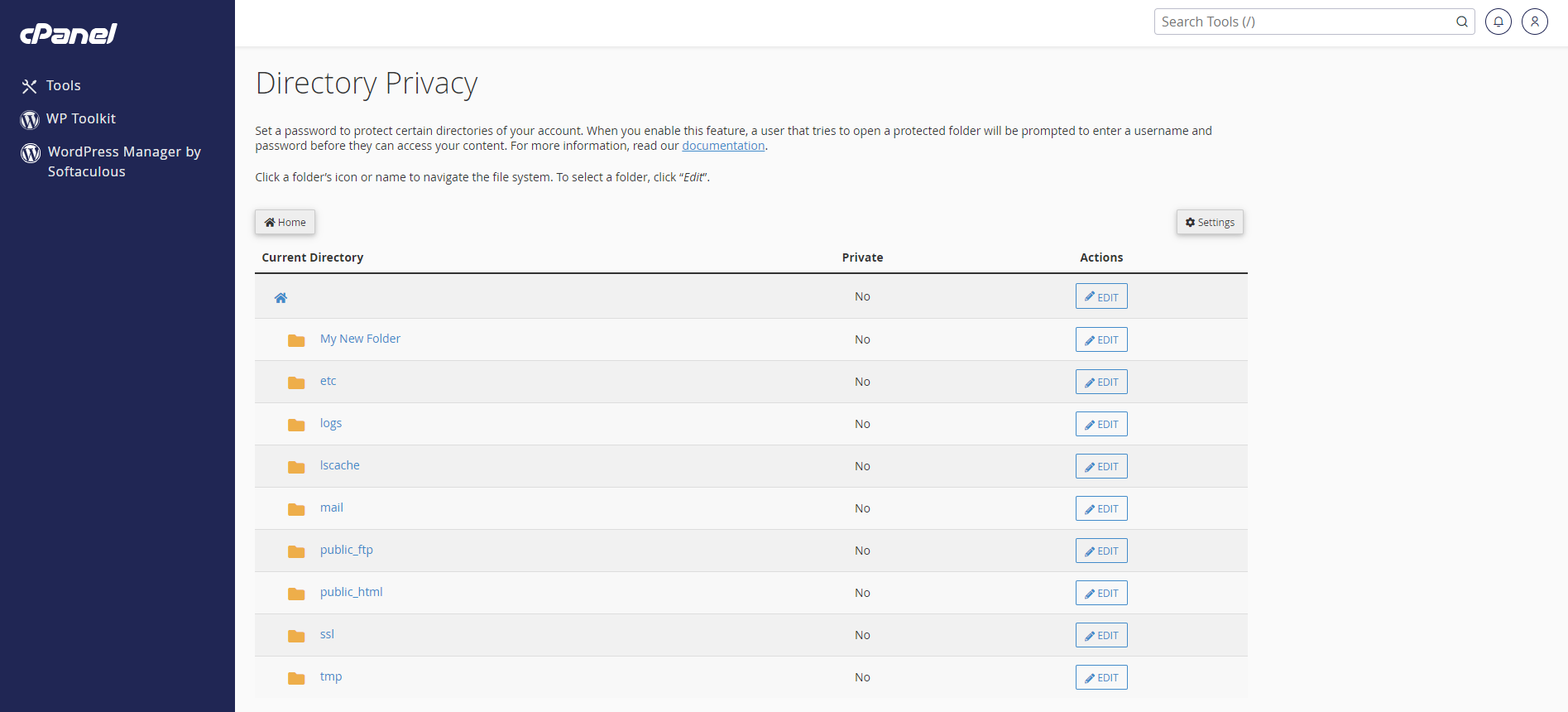Password Protect A Directory In cPanel - Edit Directory