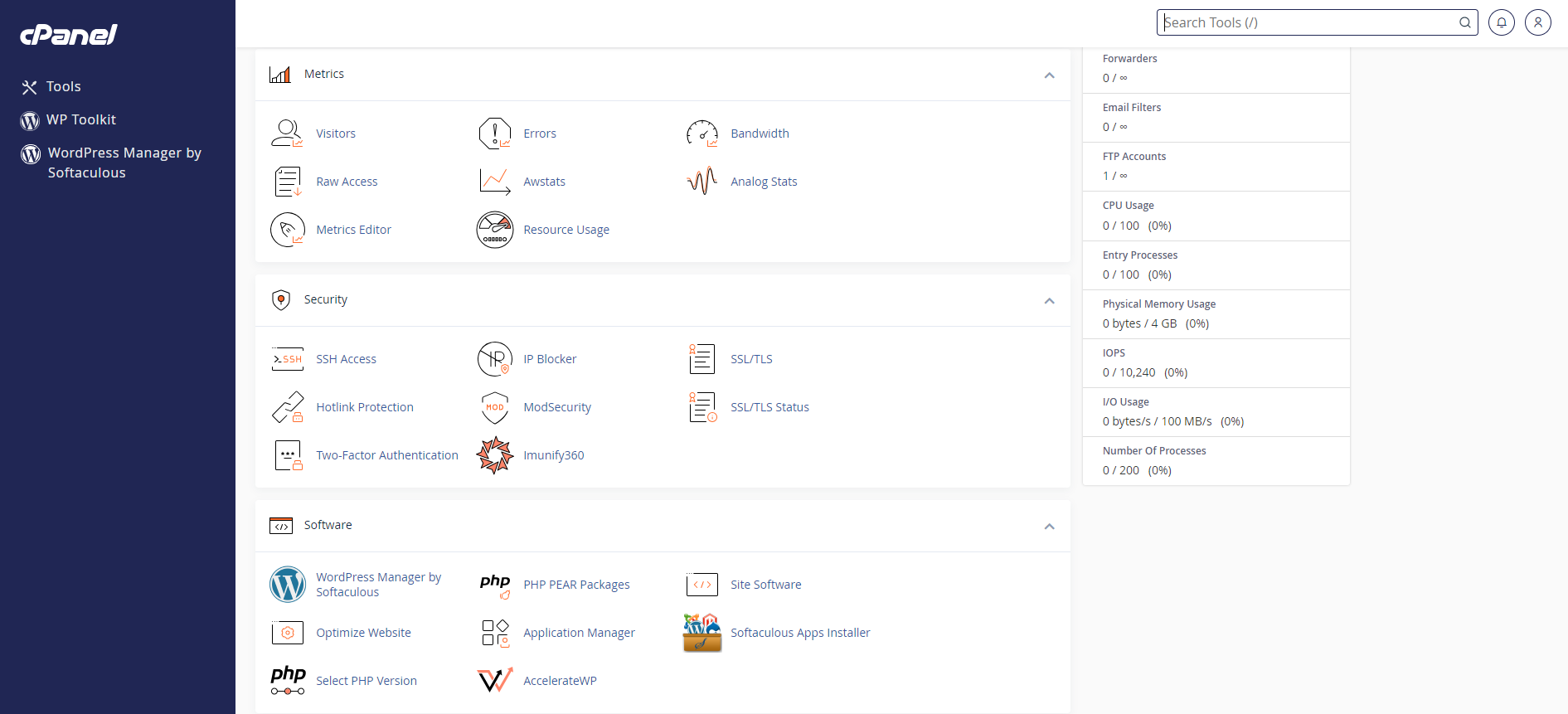 View cPanel Website Stats - cPanel Dashboard
