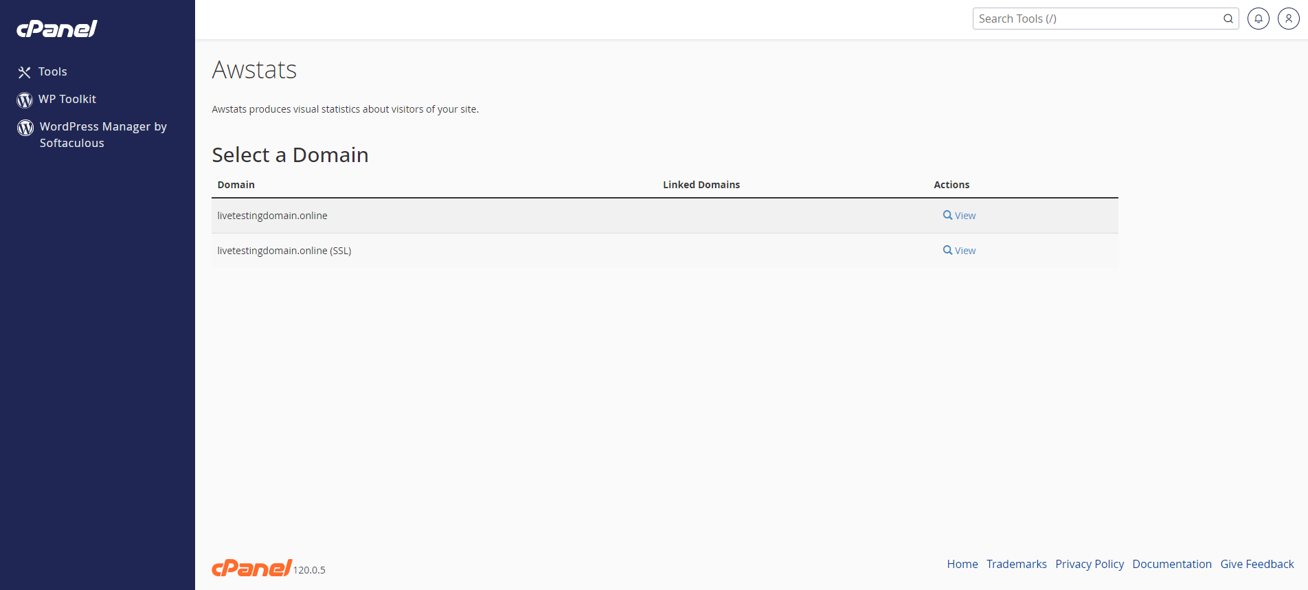 View cPanel Website Stats - AWStats