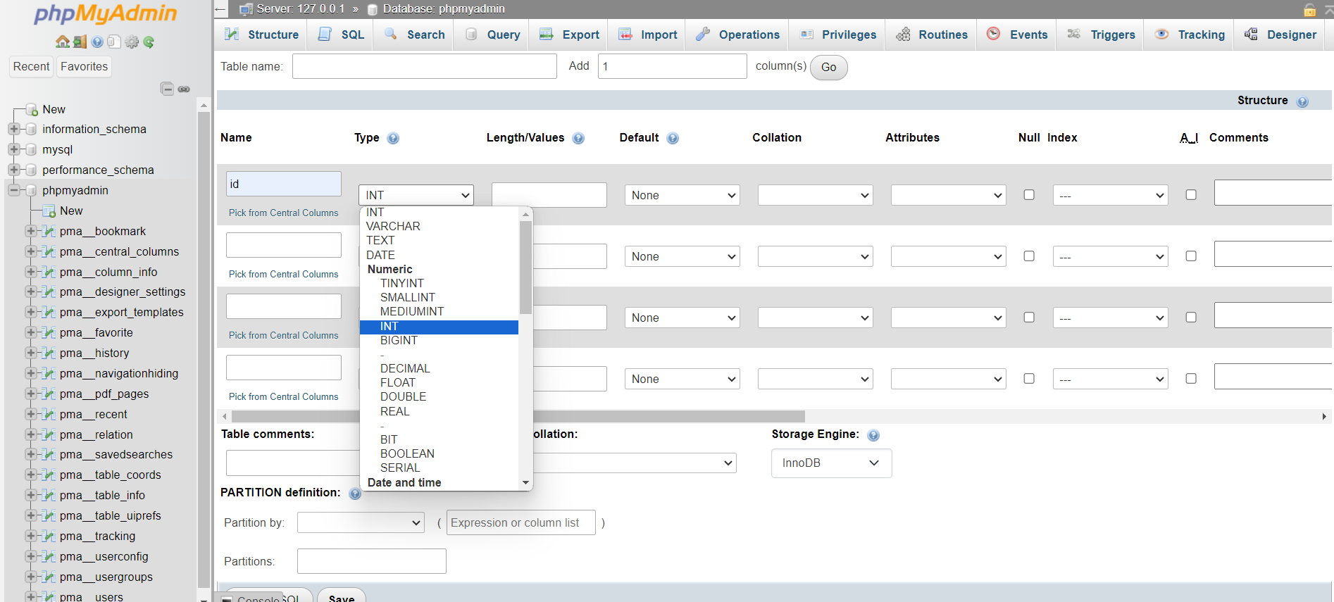 Create A Database Table - Field Details