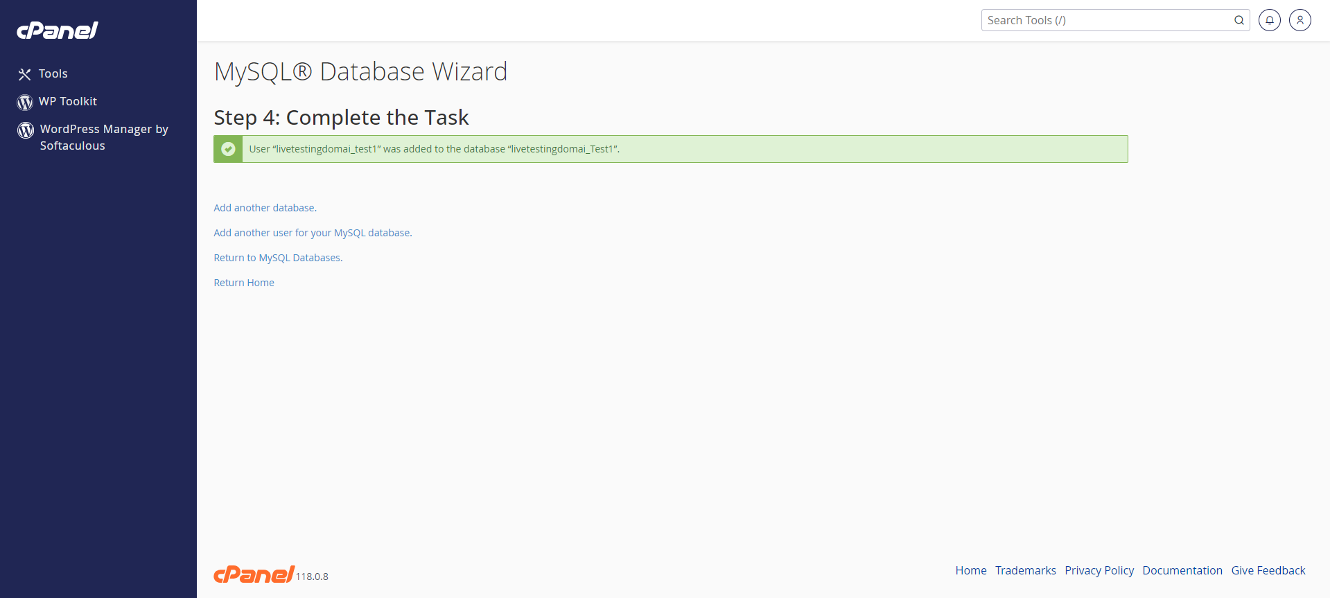 Create A MySQL Database In cPanel - Create a Database - Step 4