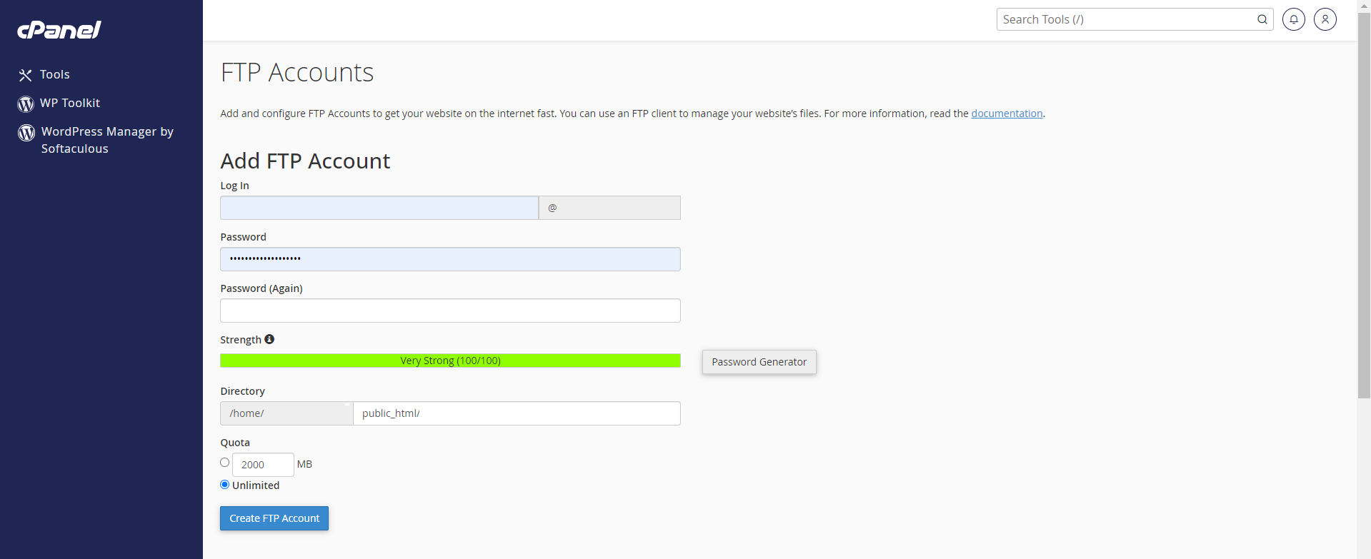 Create Additional FTP Accounts in cPanel - cPanel Dashboard