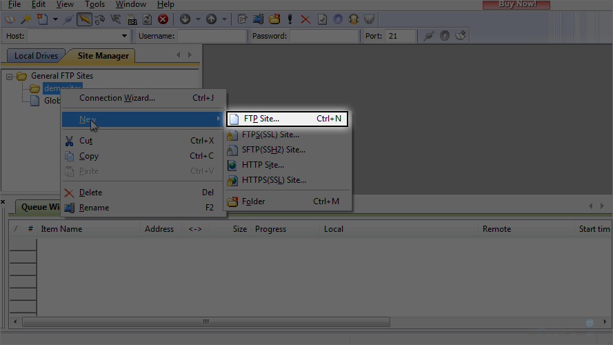 New FTP Site Properties