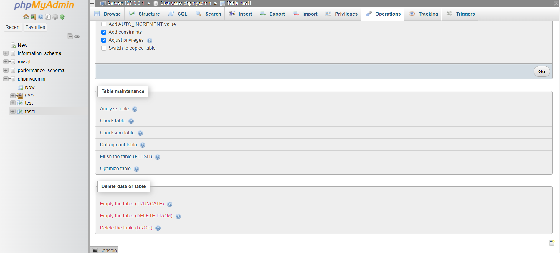 Delete A Database Table - Operations