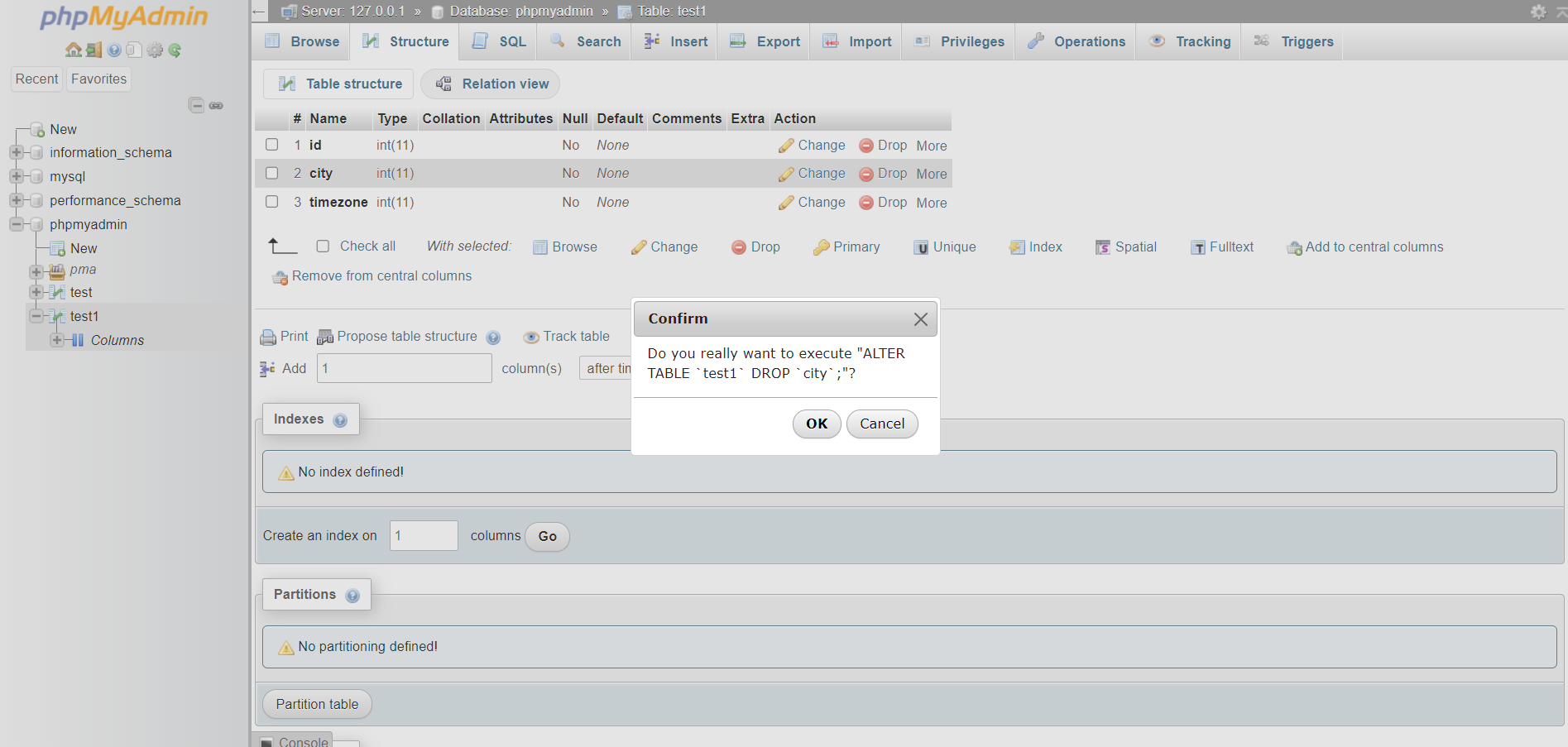 Delete A Field In A Database Table - Confirm Delete Field