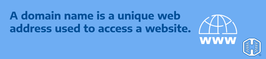 Strip Banner Text - A domain name is a unique web address used to access a website.