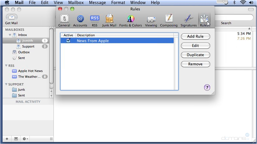 Setup Email Rules in Apple Mail - Add New Rule