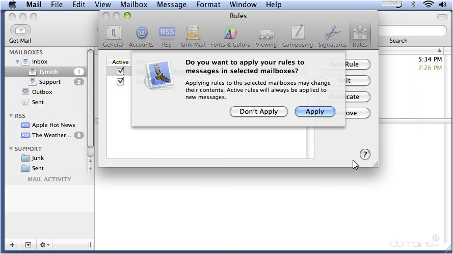 Setup Email Rules in Apple Mail - Apply Changes