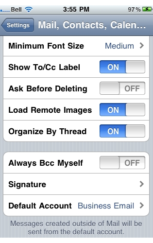 Setup An Email Signature On iPhone - Mail Settings