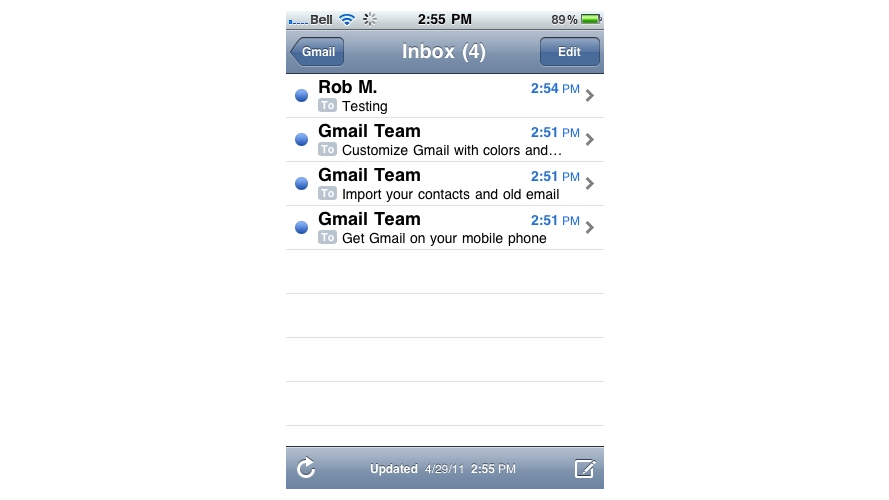 Setup Gmail Account On iPhone - Gmail Inbox