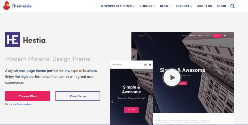Hestia - Free WordPress Theme 6 - sleek one-page theme
