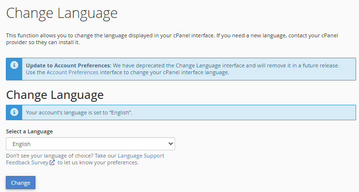 How To Change cPanel Language