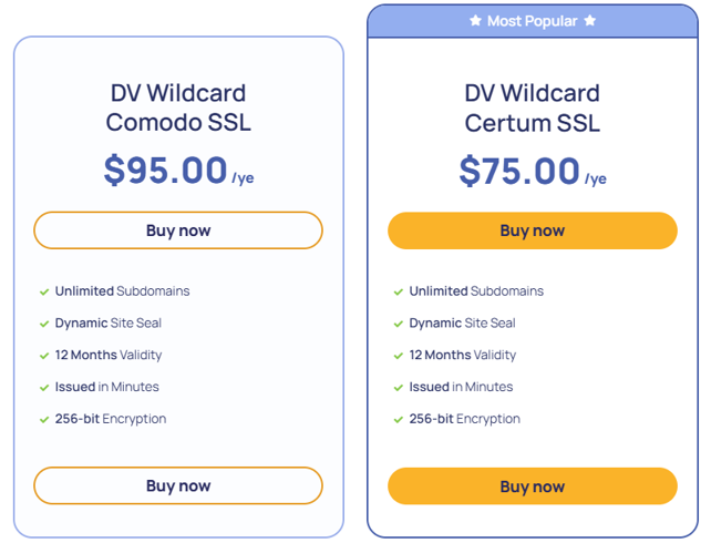 Domain Validated - Certum Vs Comodo Wildcard SSL Certificates