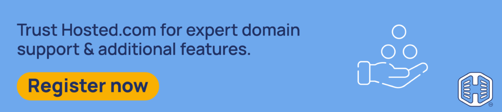 Strip Banner Text - Trust Hosted.com® for expert domain support & additional features. [Register now]