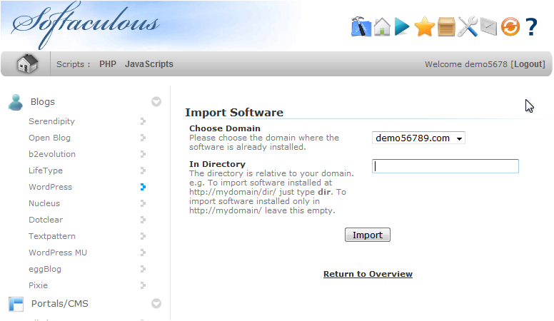 Import A Script Into Softaculous - Import Software