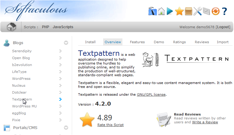 Install a Softaculous Script - Software Overview