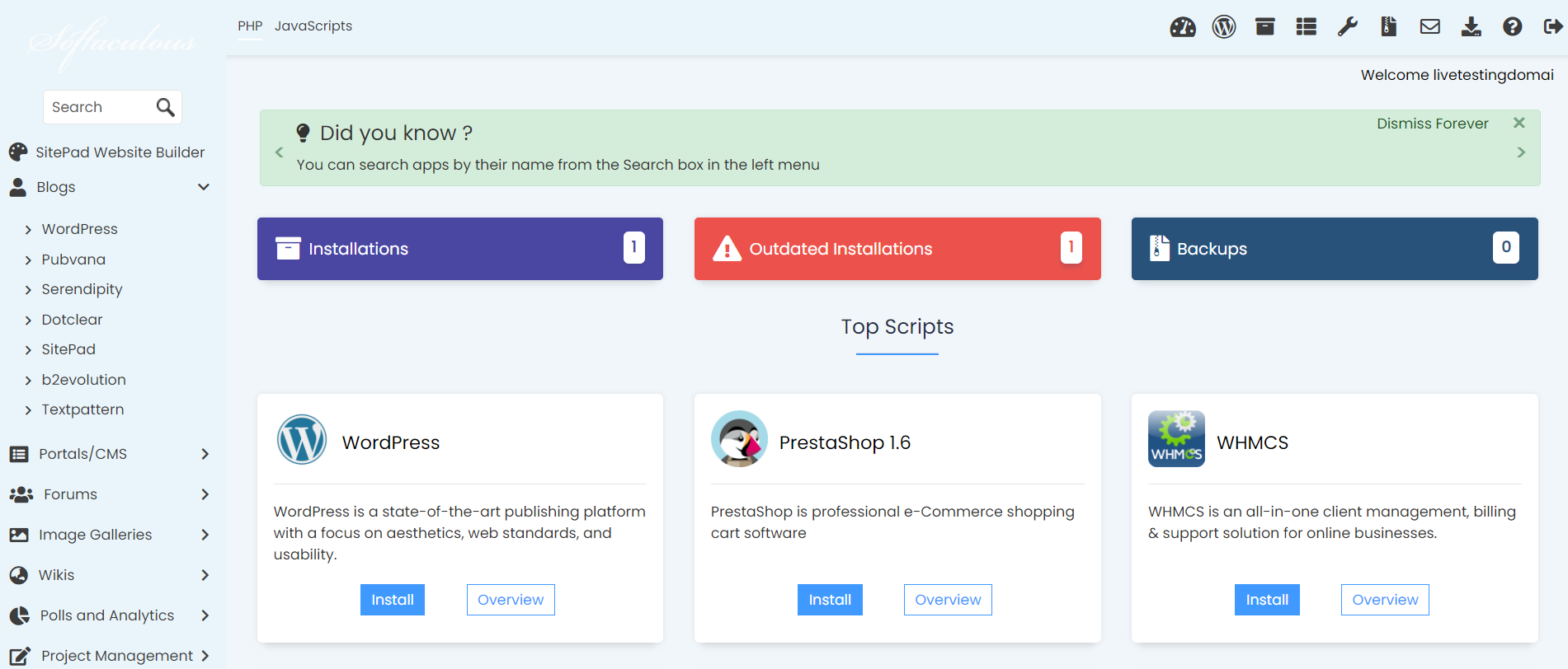 Install Dotclear From Softaculous - Softaculous Dashboard