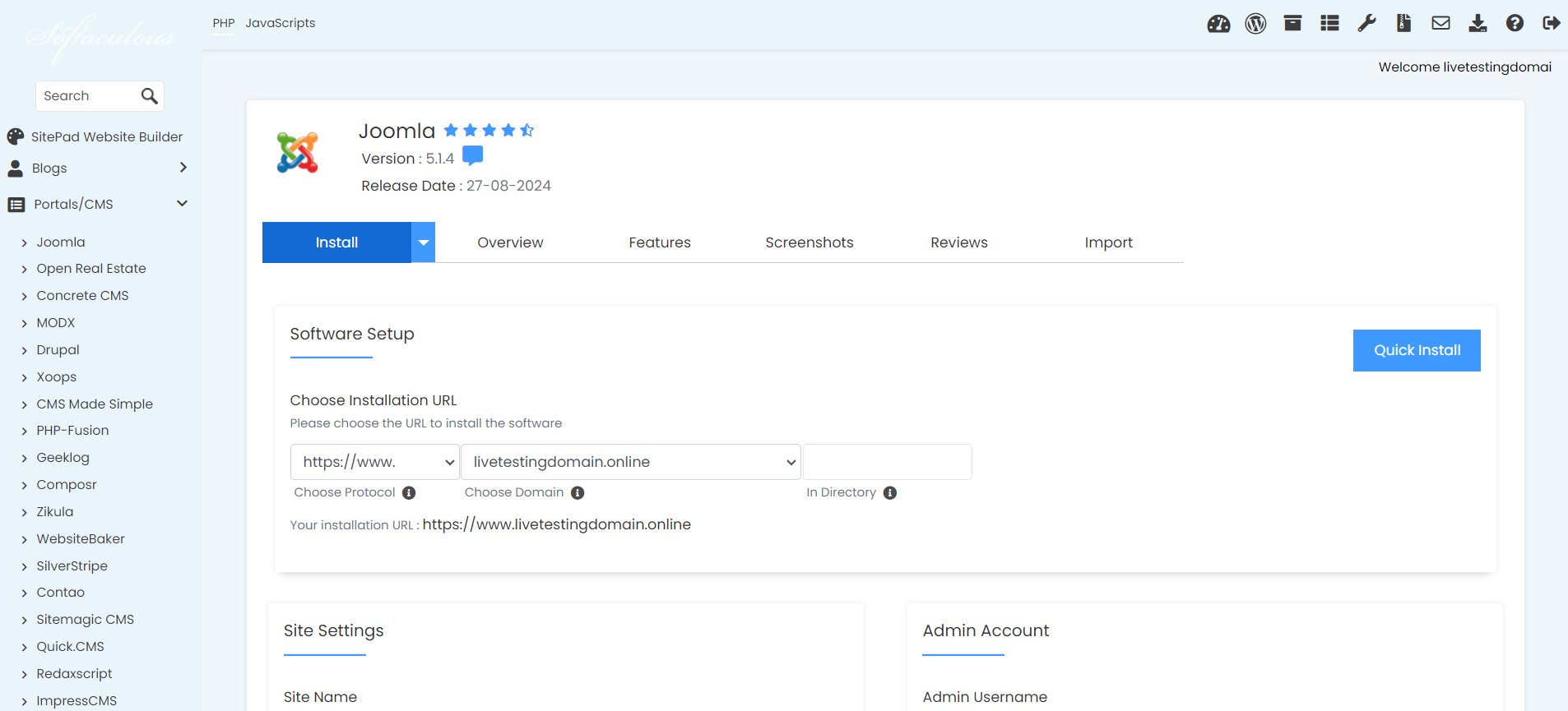 Install Joomla From Softaculous - Joomla Software Setup