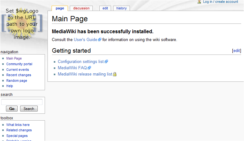 Install MediaWiki From Softaculous - MediaWiki Installed