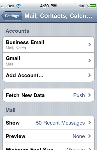 Change iPhone Email Password - Go To Mail Settings